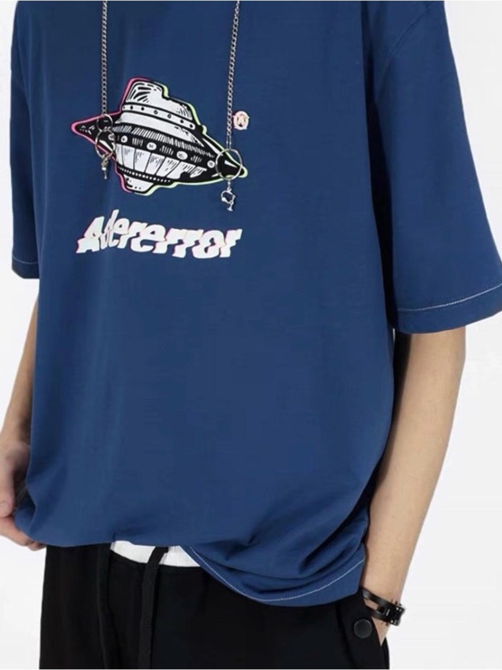 Ader Error Graphic Short Sleeve Tee in Blue Size Small Like New